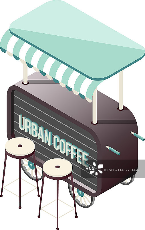 2.5D咖啡摊位图片素材