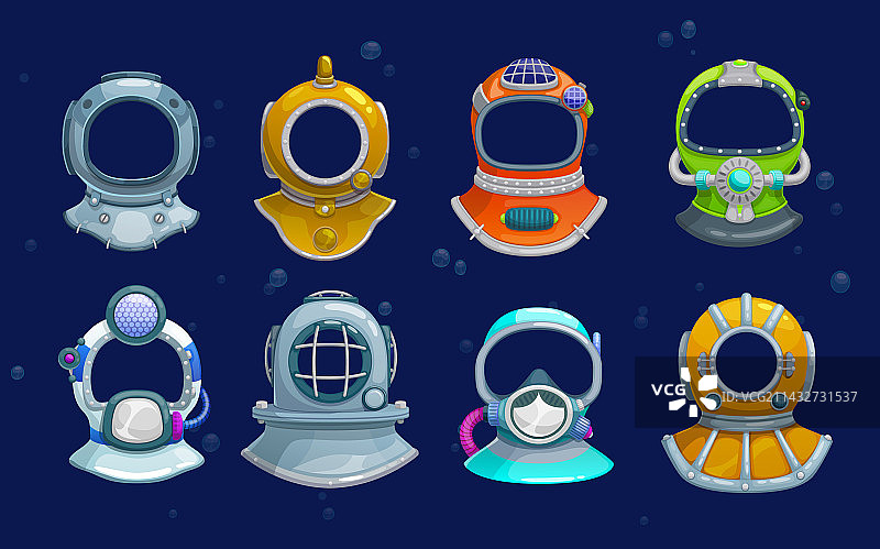 卡通儿童水下头盔潜水员图片素材