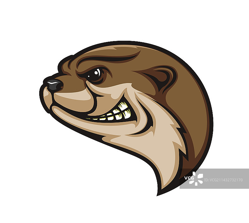 孤立的水獭头部卡通动物吉祥物图片素材