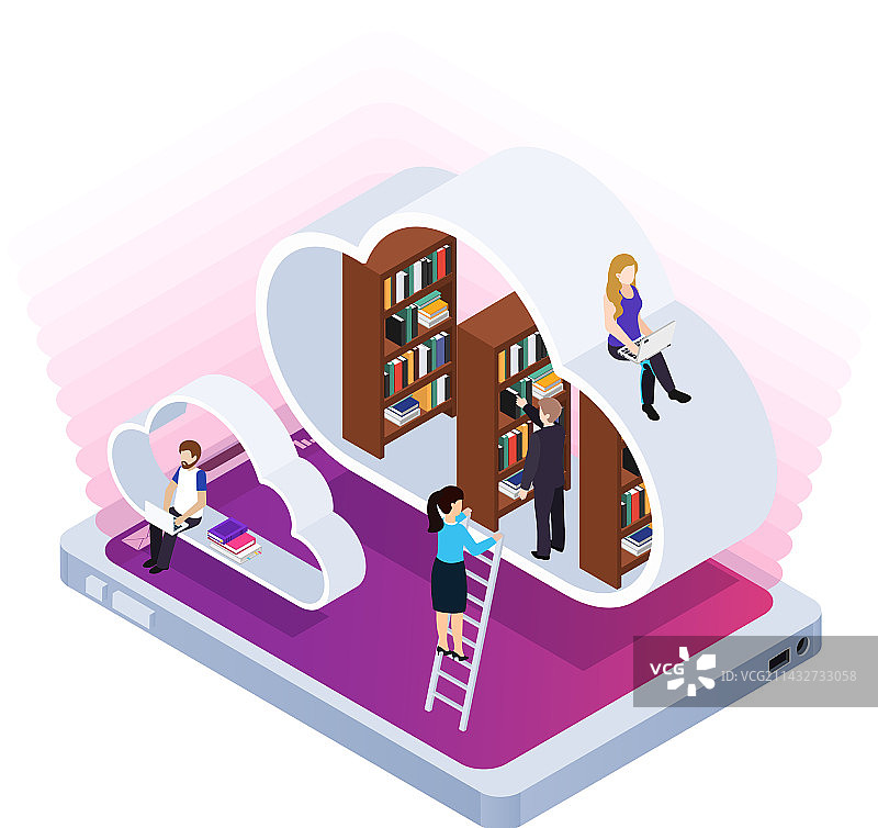 在线学习2.5D概念图片素材