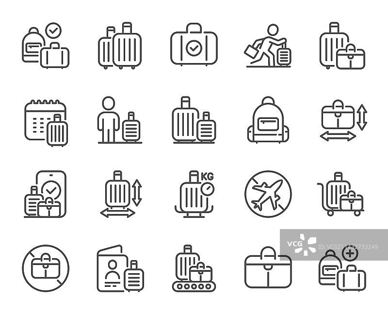 行李系列图标旅行包尺寸重量检查图片素材