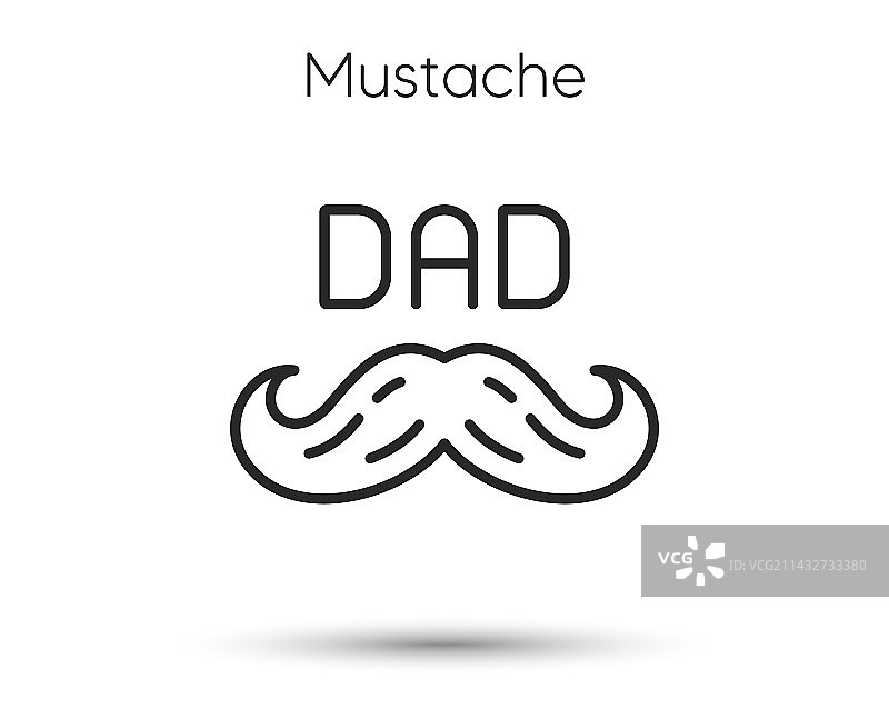 带复古胡子的父亲节线条图标图片素材