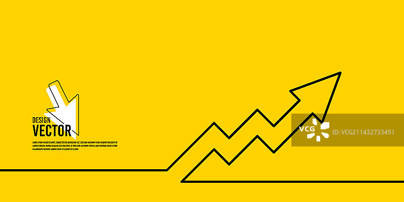 黄色背景上的通货膨胀上升趋势箭头图片素材