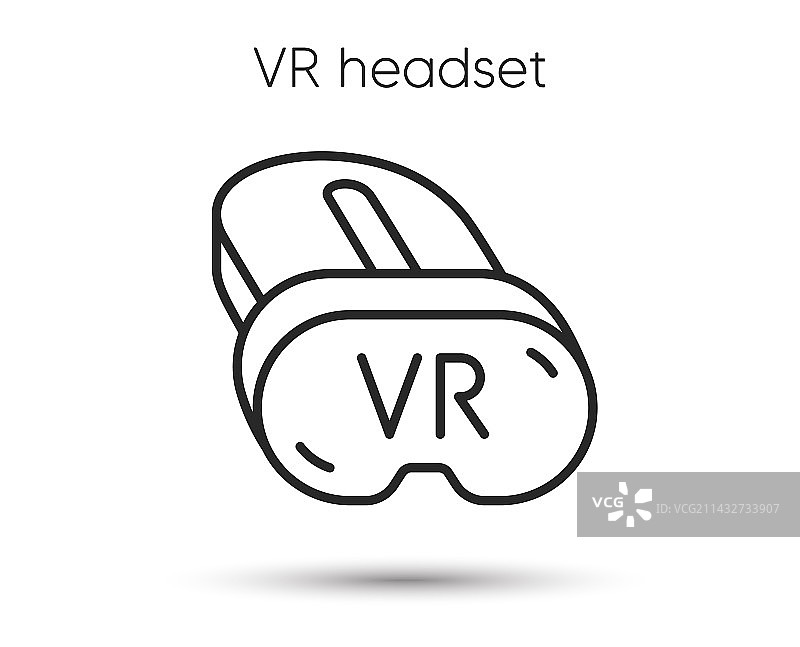 VR头显线性图标：虚拟现实设备标志图片素材