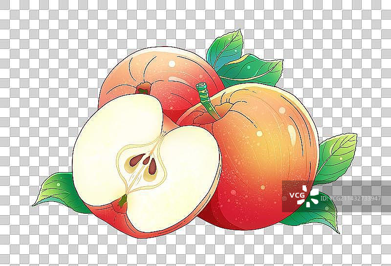 手绘国风苹果插画元素图片素材