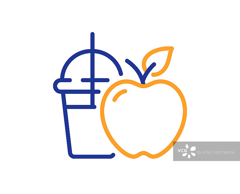 苹果汁线条图标，新鲜水果饮品标志图片素材
