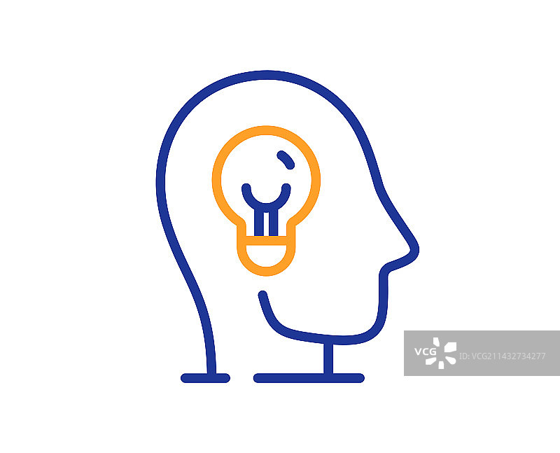 心理健康线性图标：大脑想法标志图片素材