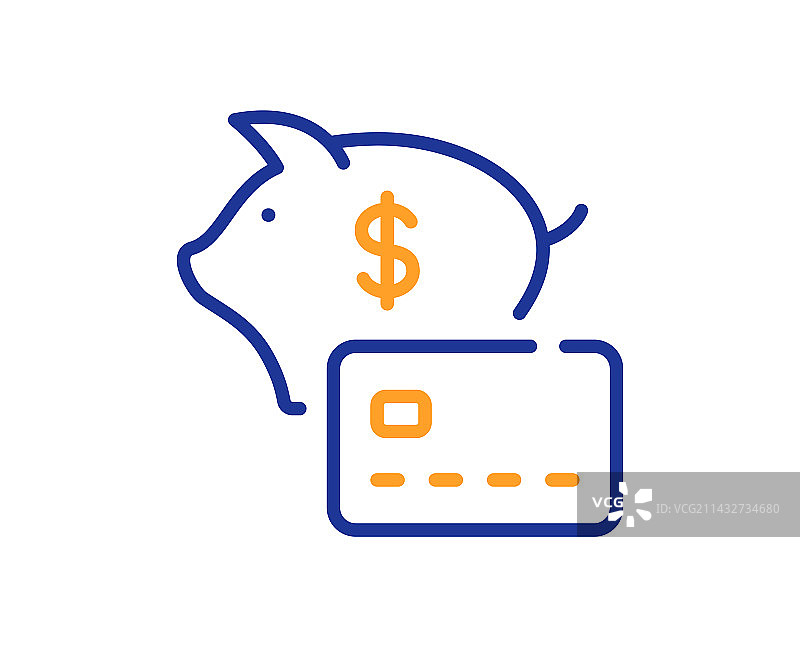 小猪存钱罐线条图标信用卡标志图片素材