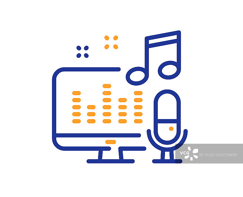 播客线性图标：录音棚麦克风标志图片素材