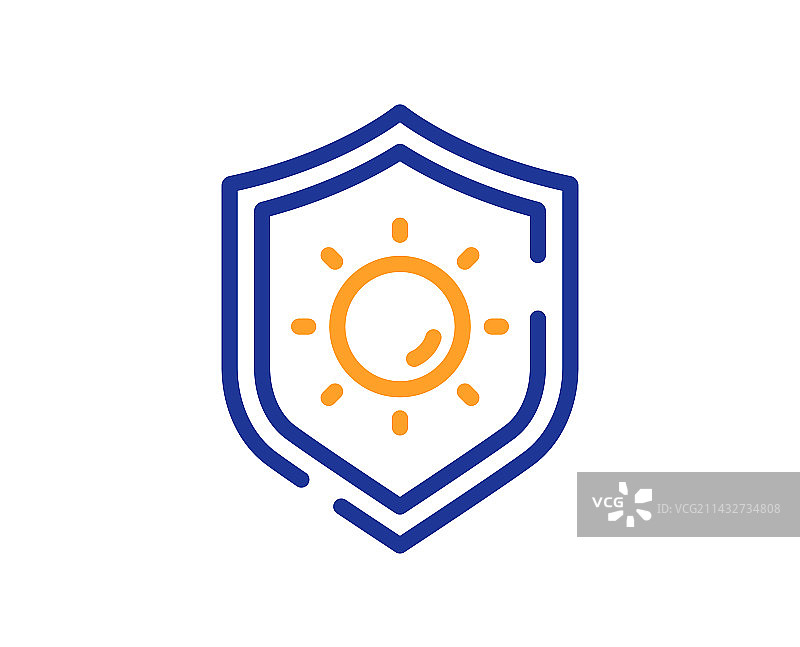 防晒线性图标，紫外线防护标志图片素材