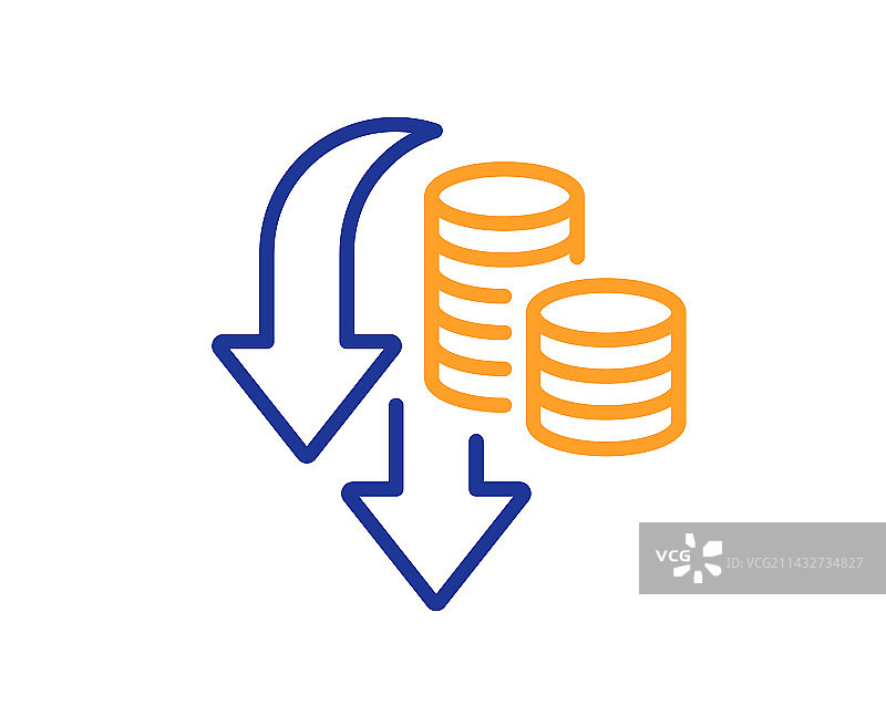通货紧缩线性图标价格下跌标志图片素材
