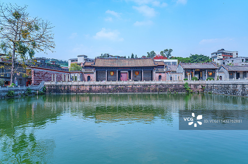 广州番禺沙湾古镇水塘留耕堂传统中式古建筑图片素材