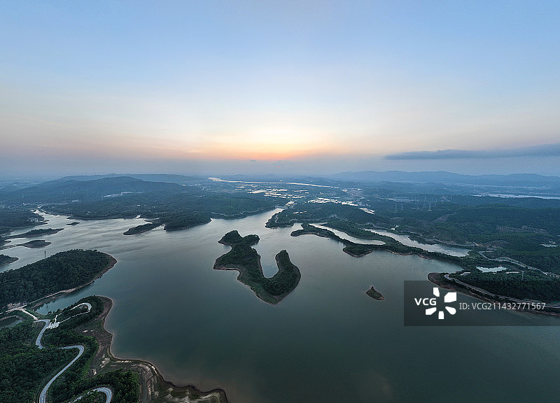 广东省惠州市惠城仲恺高新区观洞水库观洞湖森林公园航拍图片素材