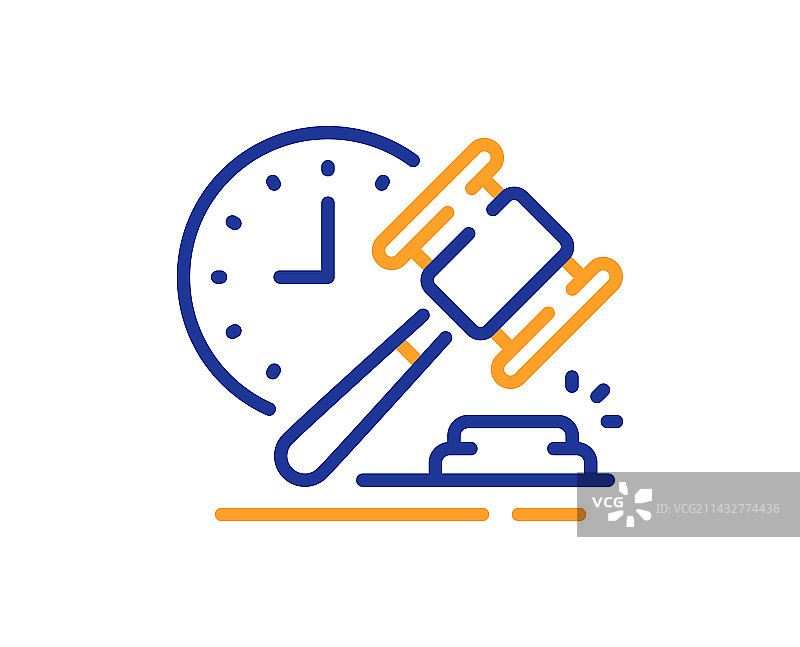 拍卖槌线条图标竞标符号图片素材