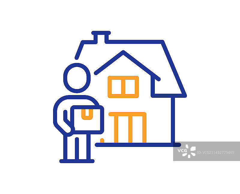 送货员派送包裹线性图标图片素材