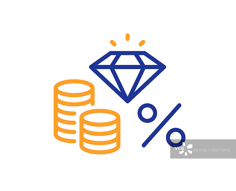 货币税收线性图标：珠宝税率标志图片素材