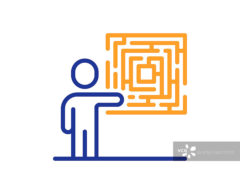 商务技能线图标：带迷宫标志的人图片素材
