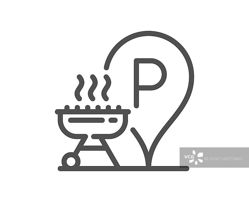 烧烤场所线条图标，用于烹饪的烧烤炉图片素材