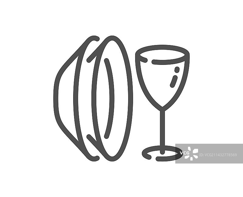 餐盘线条图标：餐具与酒杯图片素材