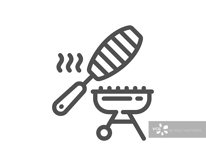 烤架线条图标：烧烤鱼篮标志图片素材