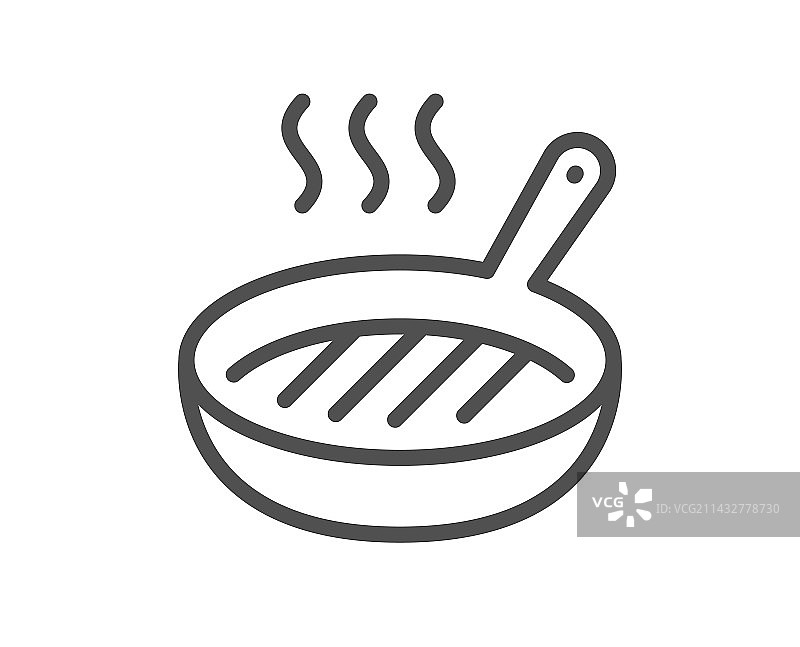 烤盘线条图标，烹饪食物烤架标志图片素材