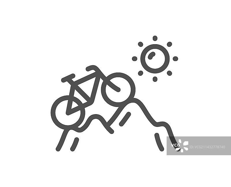 山地自行车线条图标：户外自行车交通图片素材