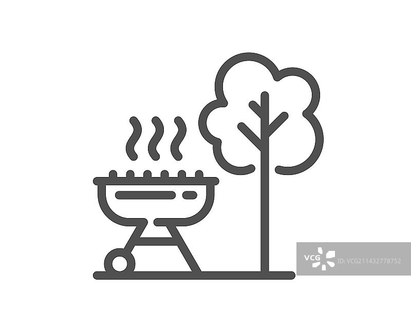 用于烹饪食物的烤架线条图标烧烤炉图片素材