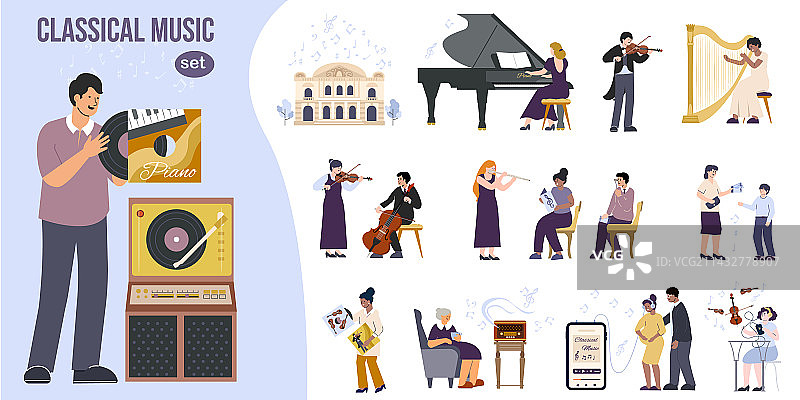 古典音乐扁平风格作品图片素材