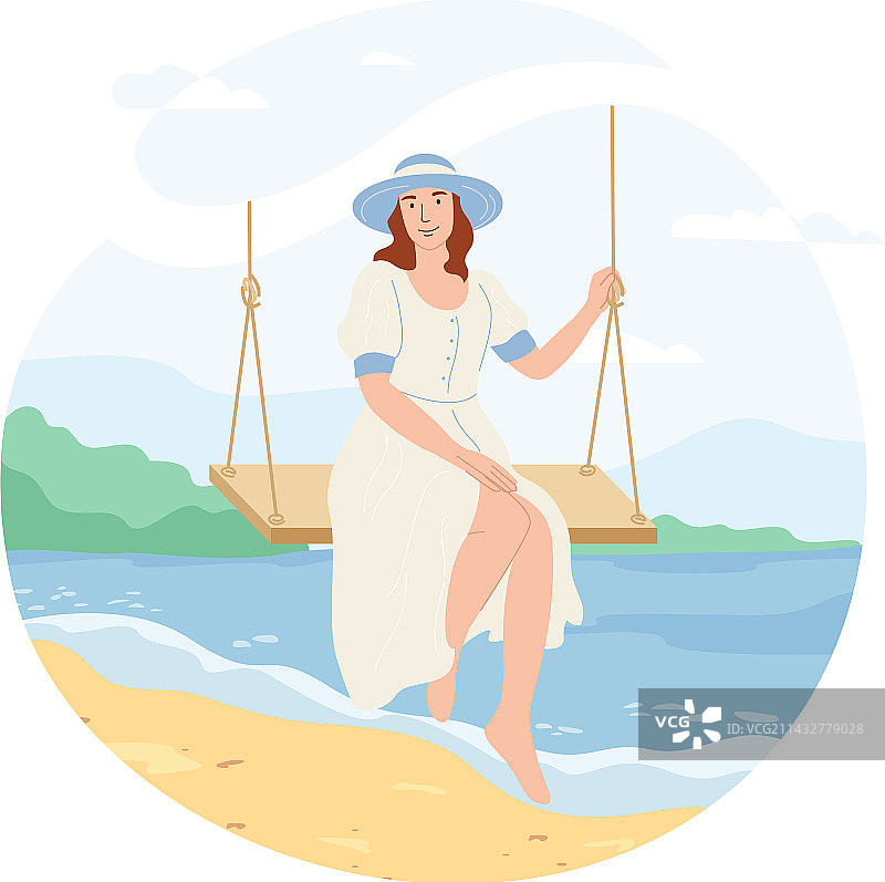 荡秋千的女人图片素材