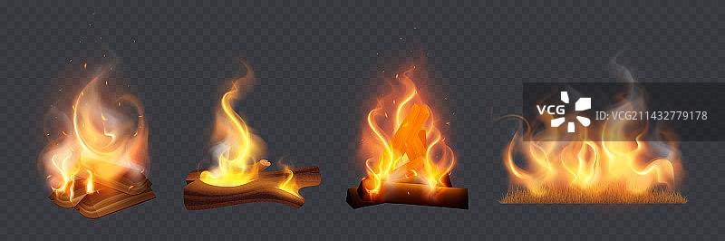 逼真篝火场景图片素材
