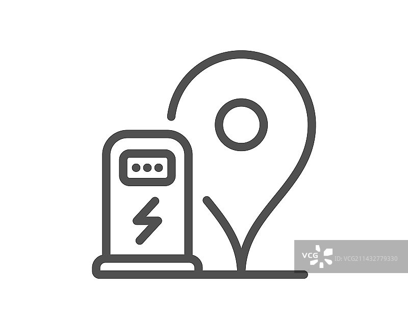 充电站线性图标汽车充电位置图片素材