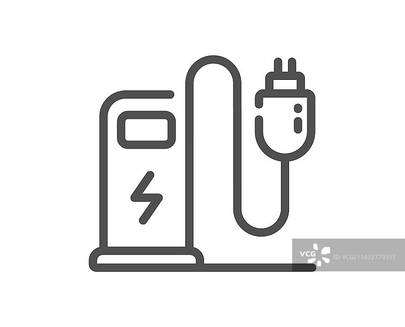 充电站线性图标汽车充电插头标志图片素材