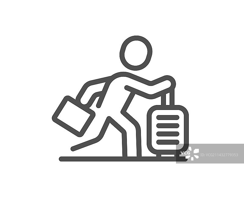 旅行延误线性图标，男人与旅行图片素材
