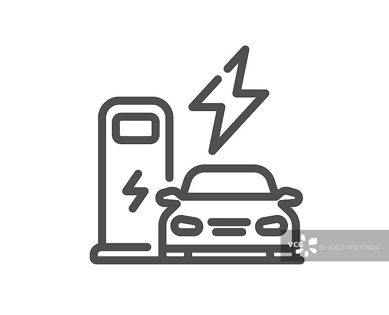 充电站线性图标，汽车充电器标志图片素材