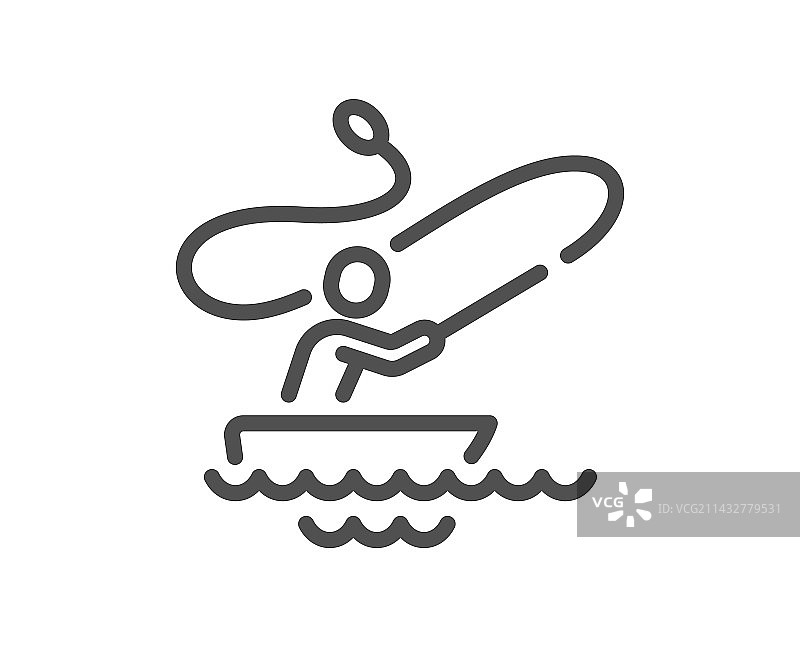 渔夫与旋转渔线轮钓鱼图标图片素材