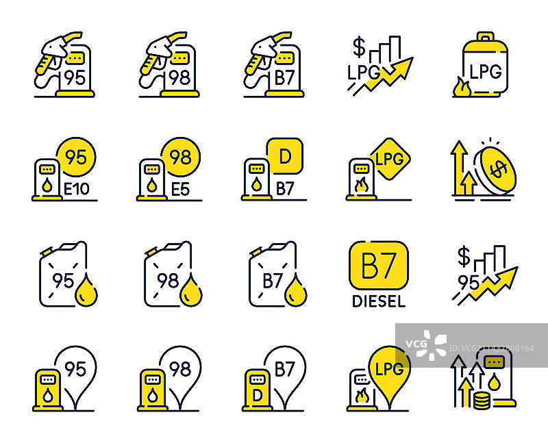 加油站线性图标，汽油罐图片素材