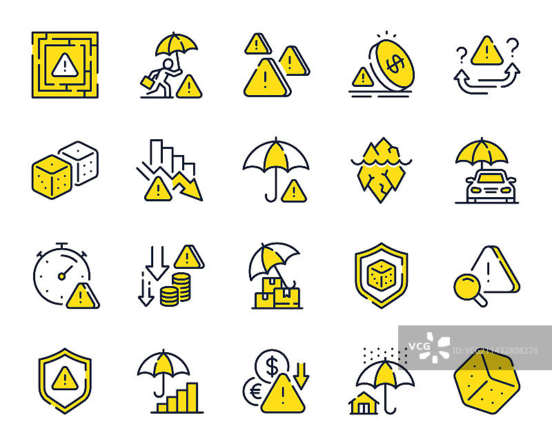 风险管理线性图标安全保护伞图片素材