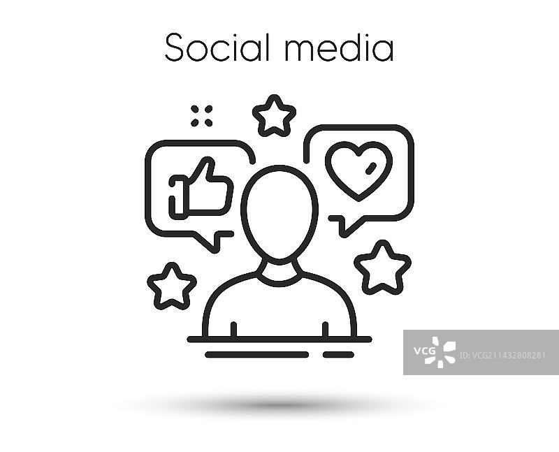 社交媒体专家线性图标媒体影响力图片素材