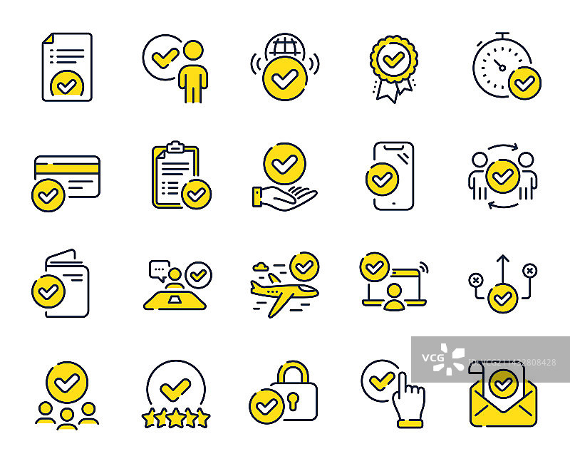 批准面试通过文件线性图标图片素材