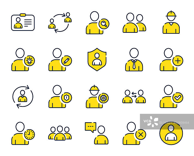 用户线性图标：个人资料组和支持图片素材