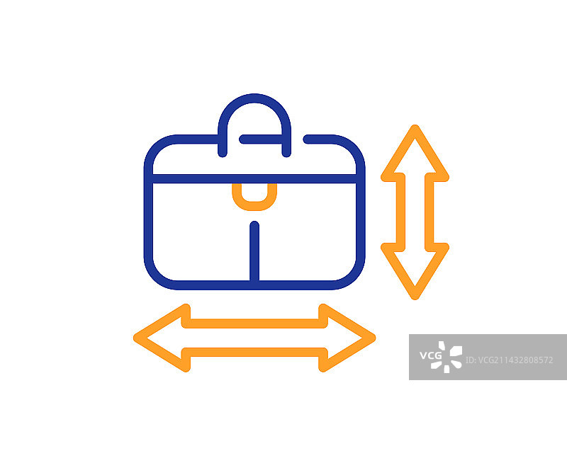 手提包尺寸线图标：手提行李尺寸图片素材