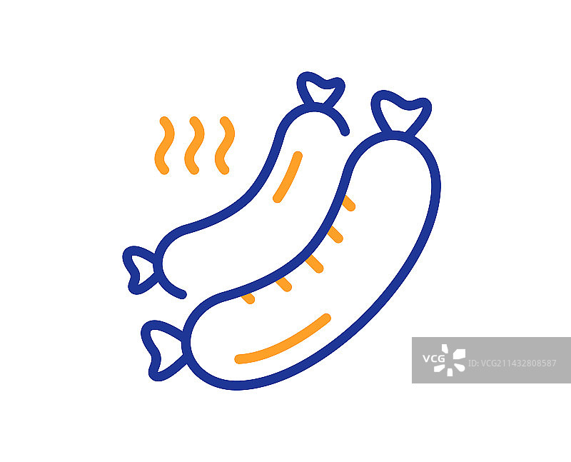 烤香肠线条图标：烧烤肉类食品标志图片素材