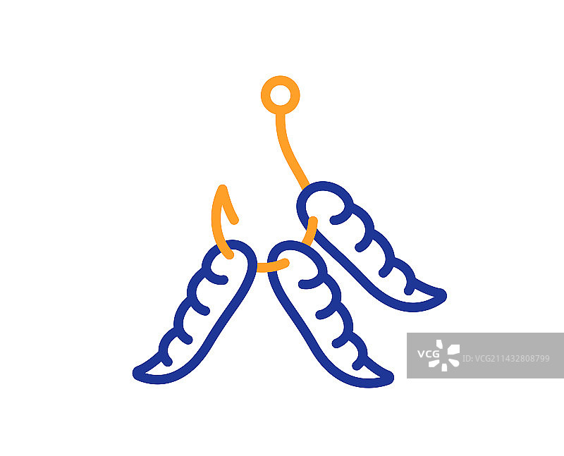 蛆虫线条图标，带蠕虫标志的鱼钩图片素材