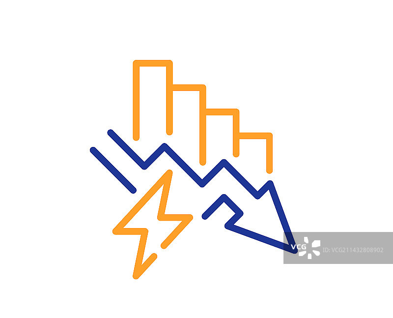 节约用电线性图标：电力下降图片素材