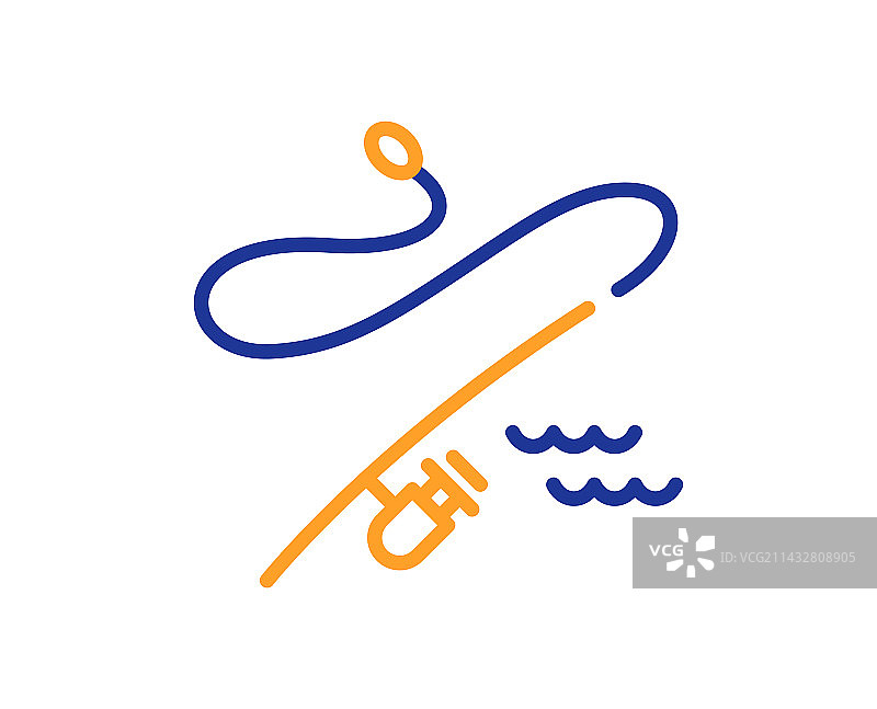 鱼竿线图标，旋转鱼竿标志图片素材