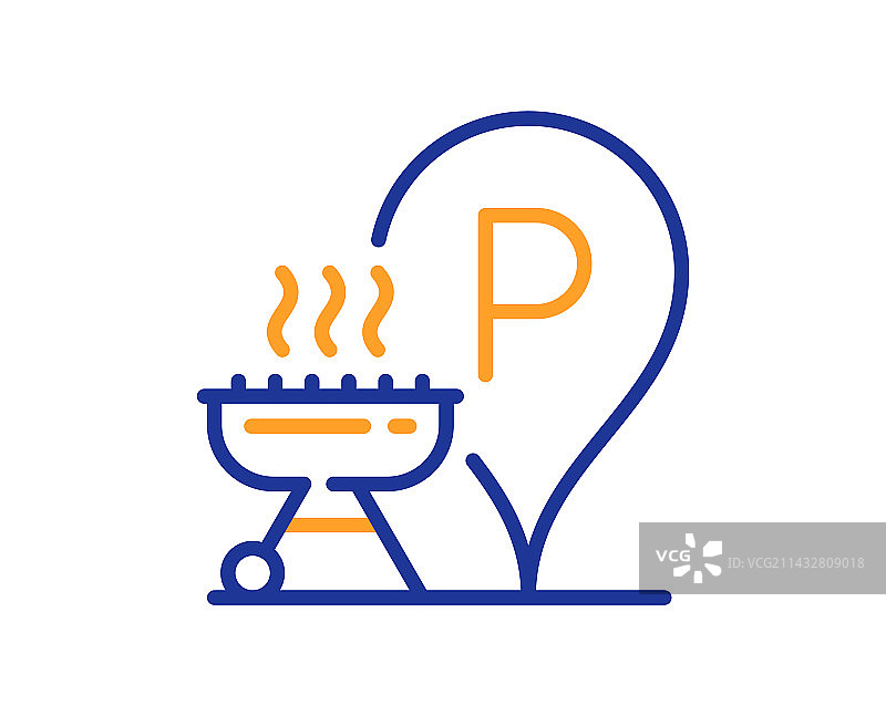 烧烤场所线条图标，用于烹饪的烧烤炉图片素材
