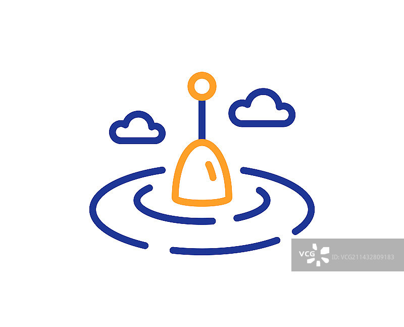 钓鱼浮标线性图标，鱼竿标志图片素材