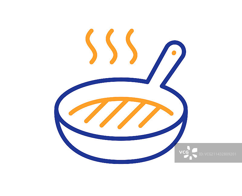 烤盘线条图标，烹饪食物烤架标志图片素材