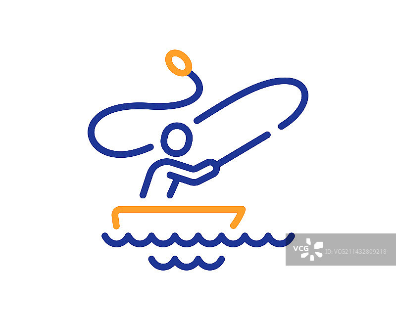 渔夫与旋转渔线轮钓鱼图标图片素材