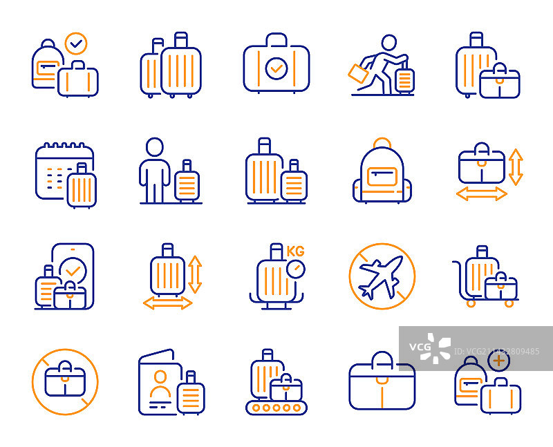 行李系列图标旅行包尺寸重量检查图片素材